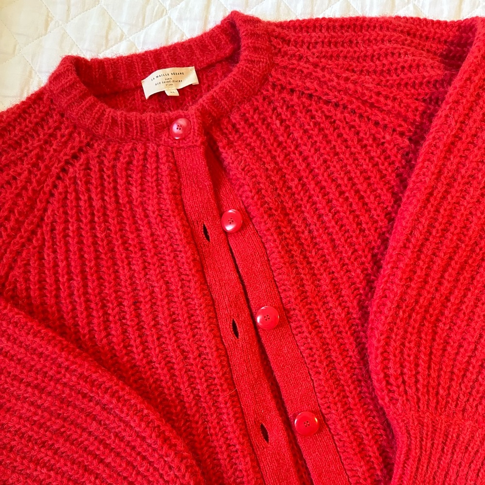 Sezane Emile Red Women's Cardigan Sweater - Picture 4 of 10